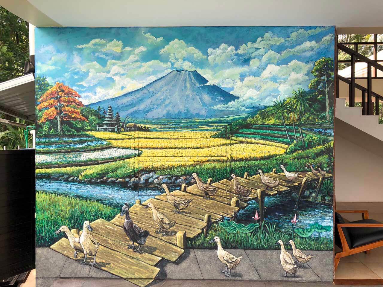 Pintura na parede do UbudOne Villas