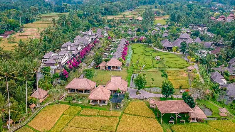 Onde ficar em Ubud: foto aérea do Visesa resort.